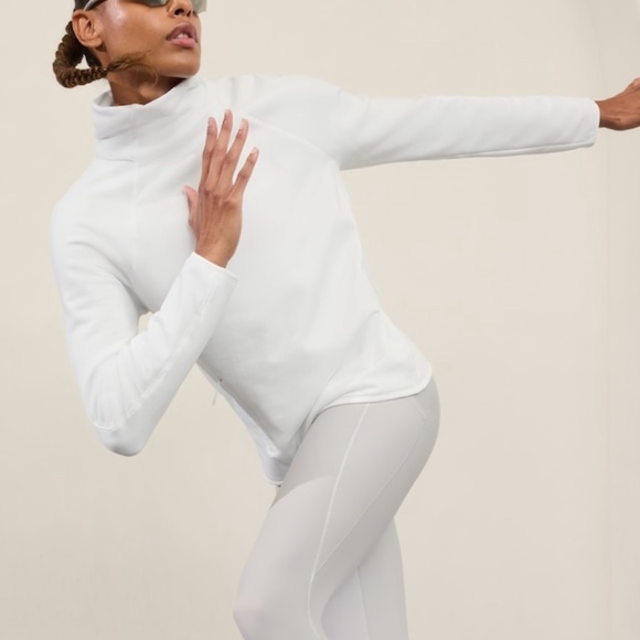 Athleta Tops - NWT! Altitude Fleece Lined Funnel Neck Sweatshirt, BRIGHT WHITE, SIZE XS